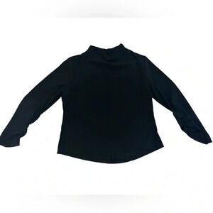 Zara women’s Mock Neck Black Ruched Long Sleeve Zipper Back Blouse Size Large